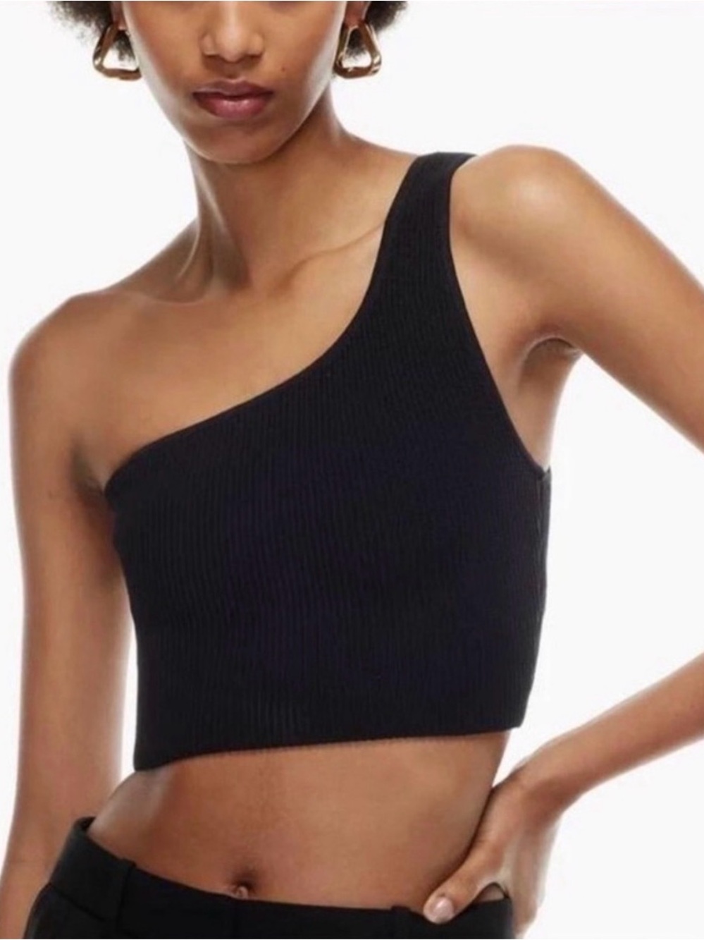 Aritzia Babaton Sculpt Knit One Shoulder Crop Top size large